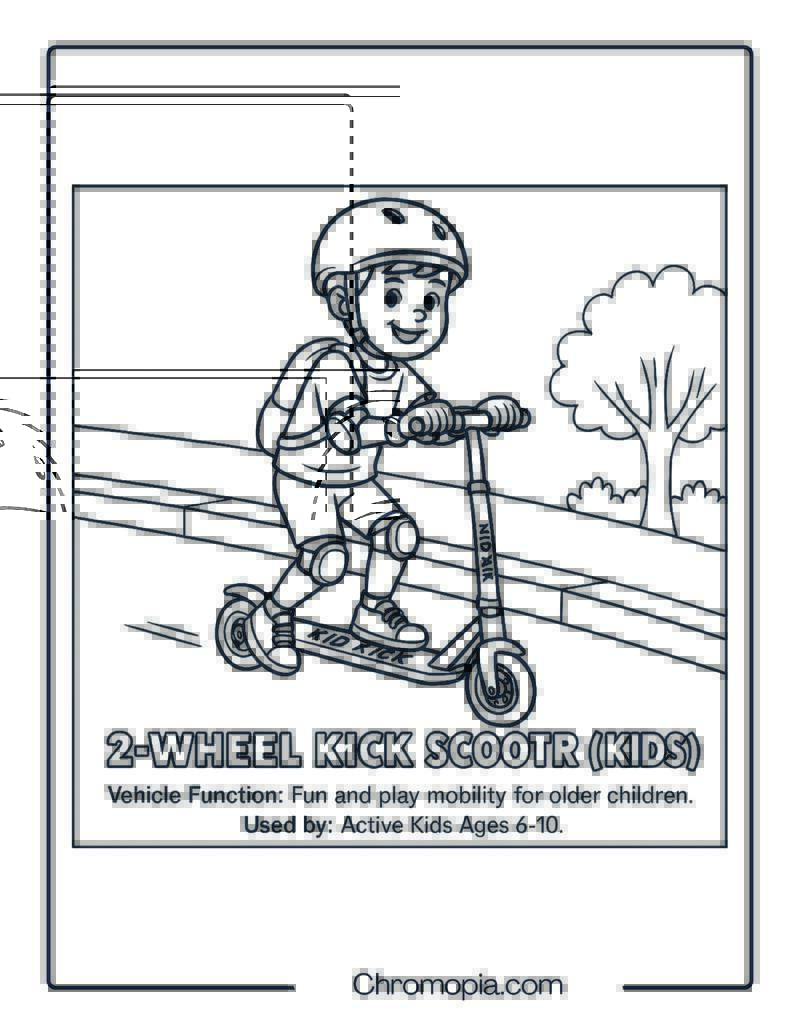 2-Wheel Kick Scooter (Kids) – Scooter Coloring Page