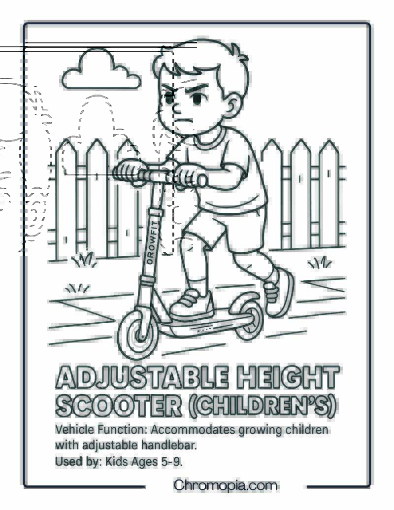 Adjustable Height Scooter (Children’s) – Scooter Coloring Page