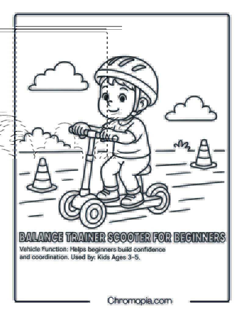Balance Trainer Scooter for Beginners – Scooter Coloring Page
