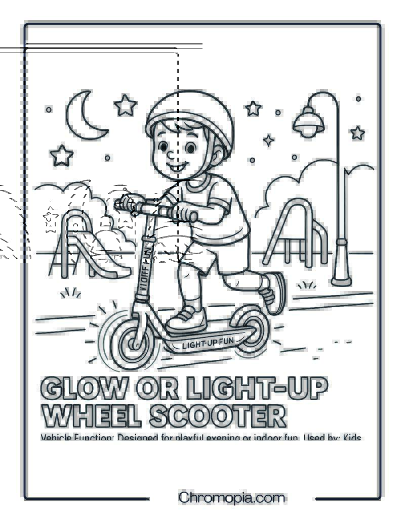 Glow or Light-Up Wheel Scooter – Scooter Coloring Page