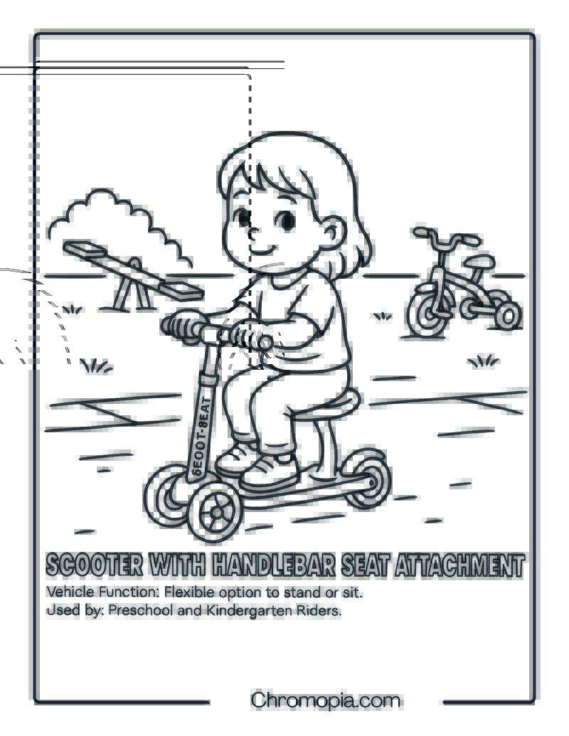 Scooter with Handlebar Seat Attachment – Scooter Coloring Page