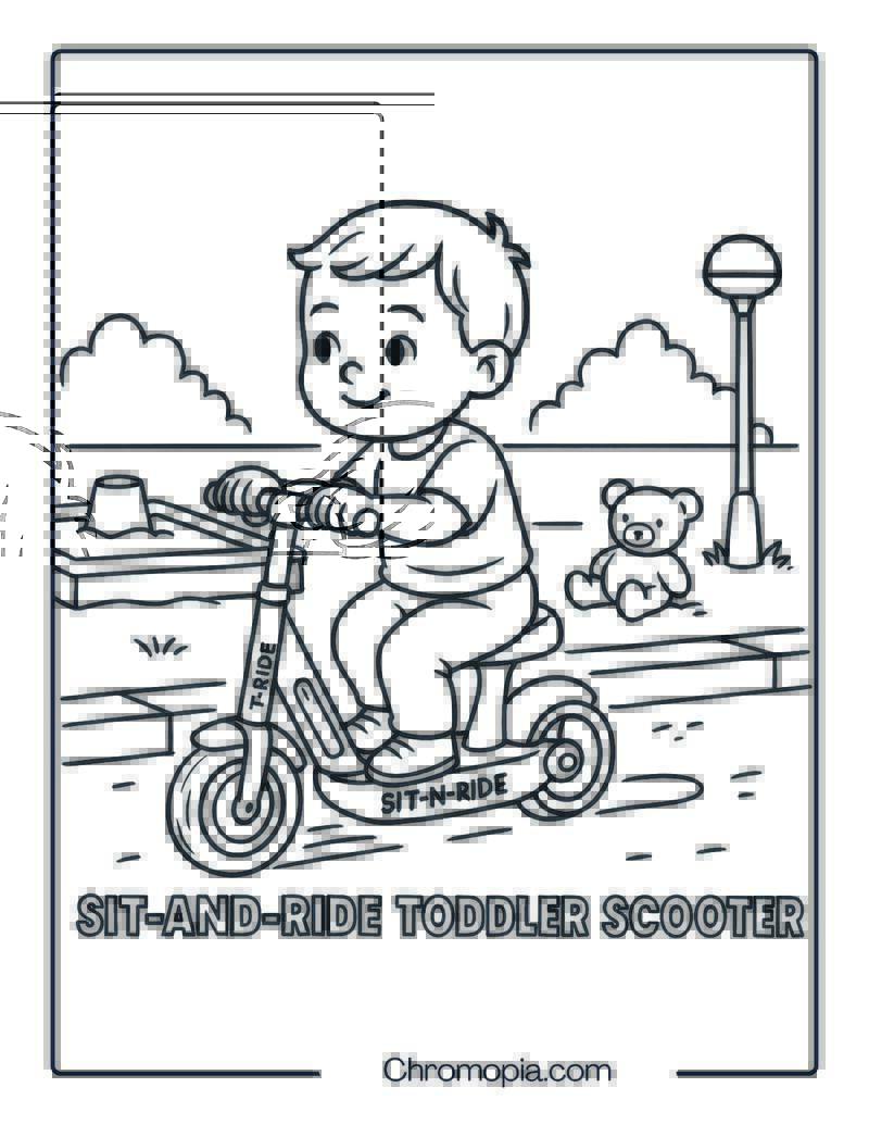 Sit-and-Ride Toddler Scooter – Scooter Coloring Page