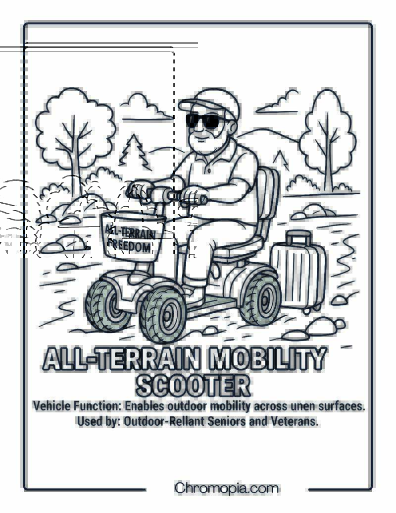All-Terrain Mobility Scooter – Scooter Coloring Page