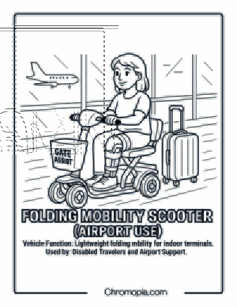 Folding Mobility Scooter (Airport Use) – Scooter Coloring Page