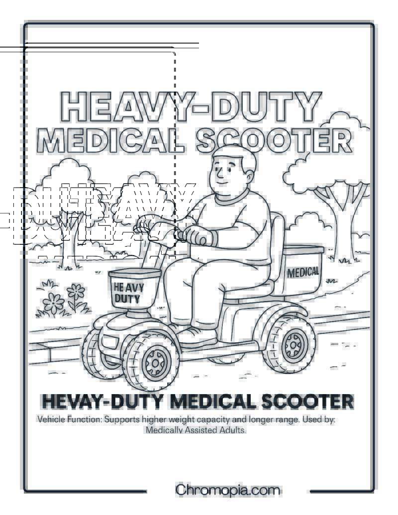 Heavy-Duty Medical Scooter – Scooter Coloring Page