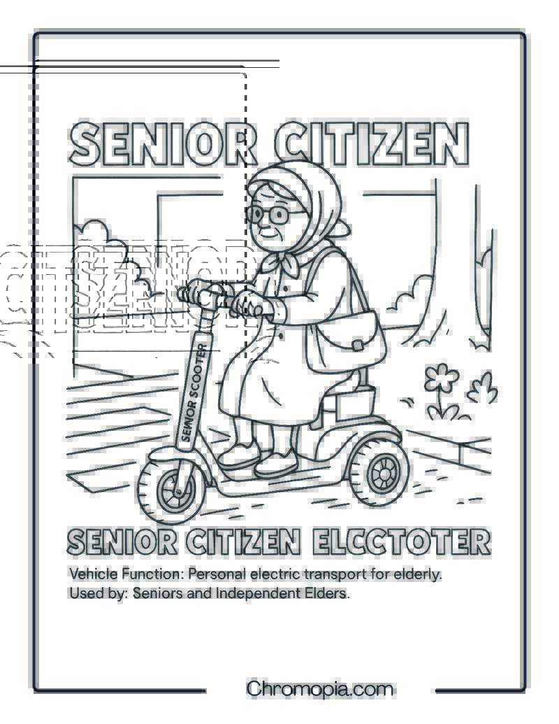 Senior Citizen Electric Scooter – Scooter Coloring Page