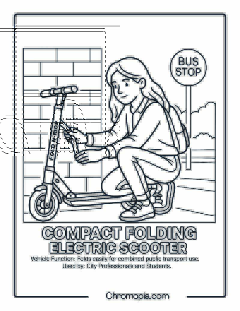 Compact Folding Electric Scooter – Scooter Coloring Page
