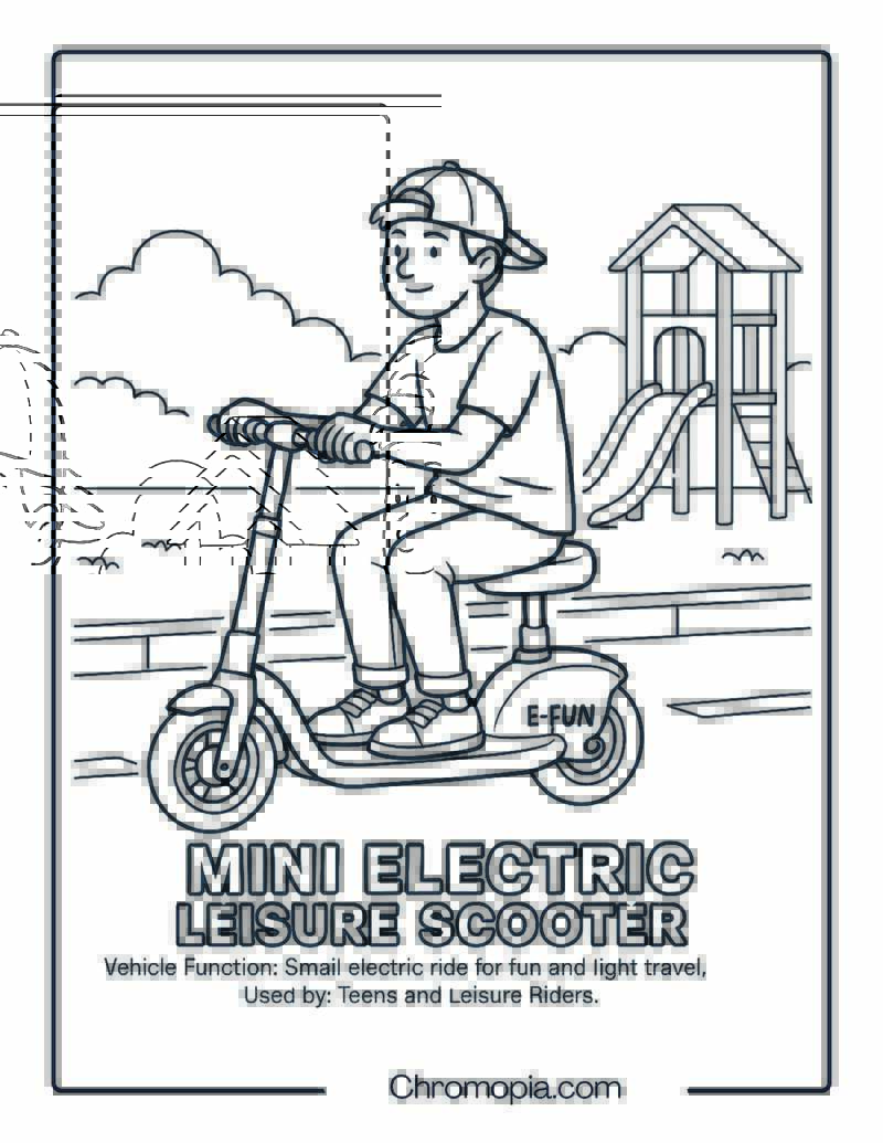 Mini Electric Leisure Scooter – Scooter Coloring Page