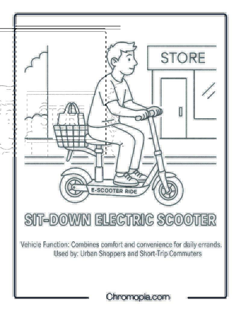 Sit-Down Electric Scooter – Scooter Coloring Page
