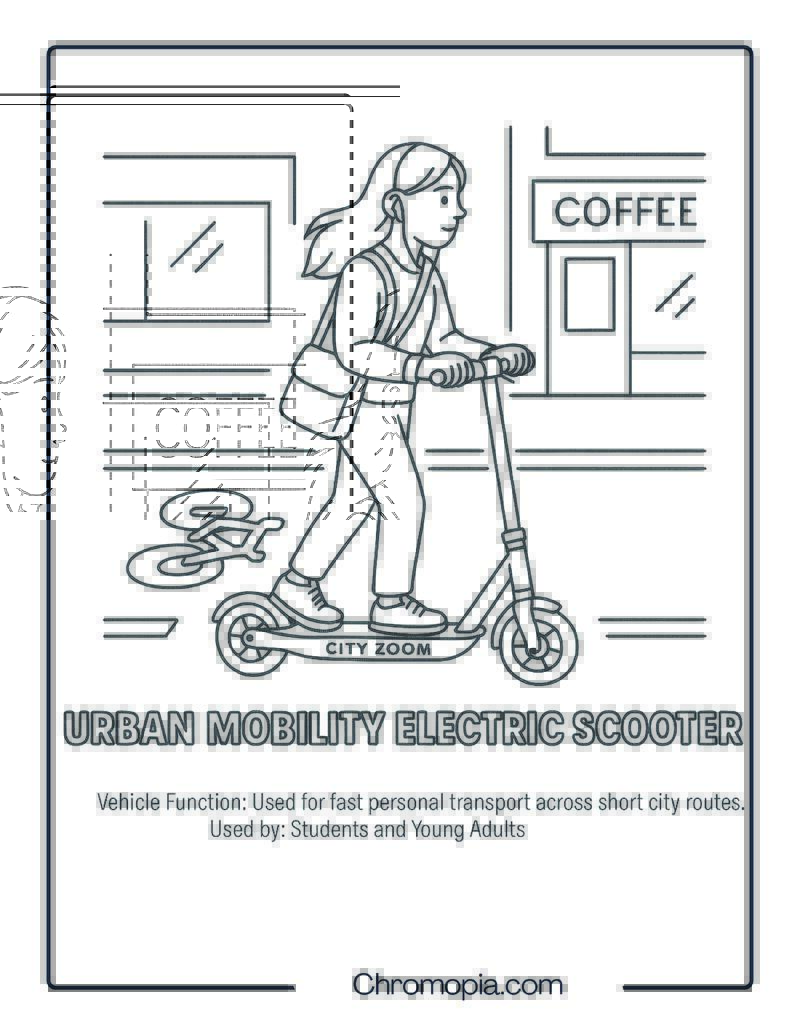 Urban Mobility Electric Scooter – Scooter Coloring Page