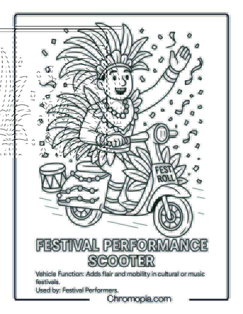 Festival Performance Scooter – Scooter Coloring Page