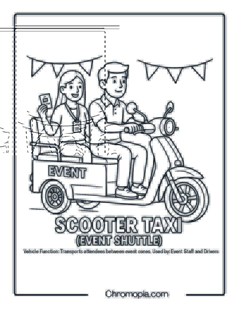 Scooter Taxi (Event Shuttle) – Scooter Coloring Page
