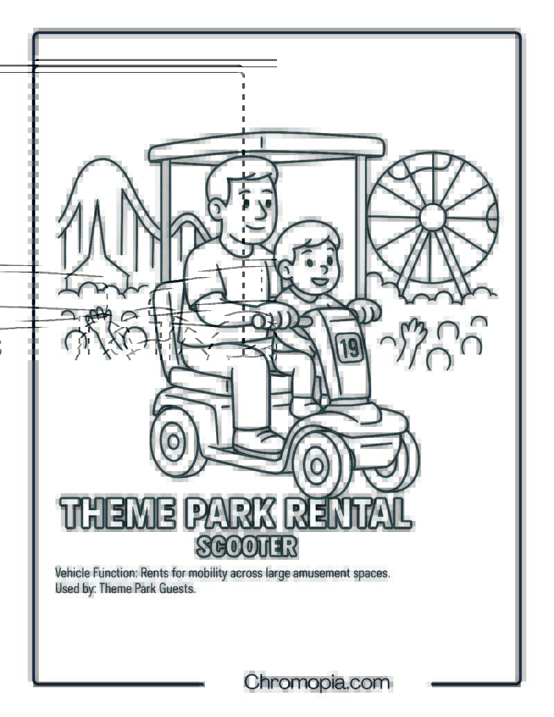 Theme Park Rental Scooter – Scooter Coloring Page