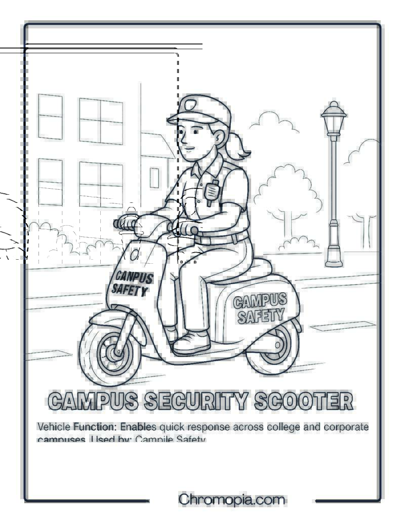 Campus Security Scooter – Scooter Coloring Page