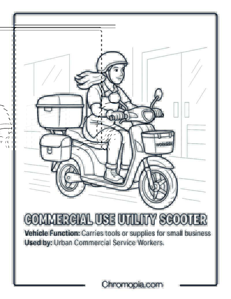 Commercial Use Utility Scooter – Scooter Coloring Page