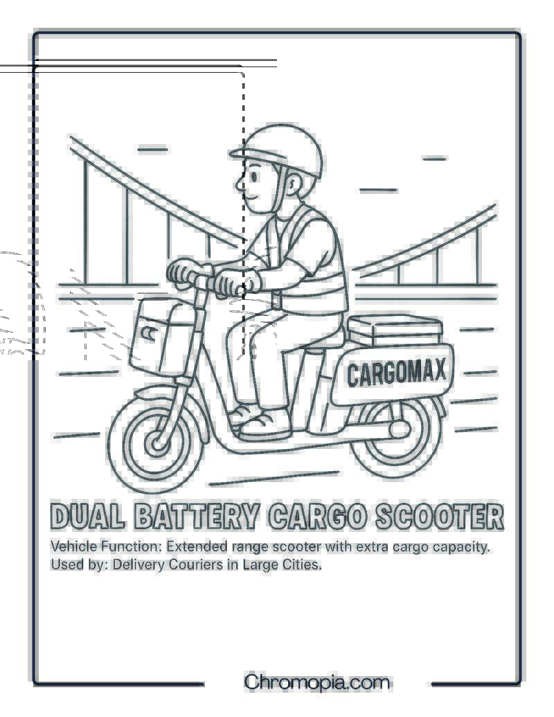 Dual Battery Cargo Scooter – Scooter Coloring Page