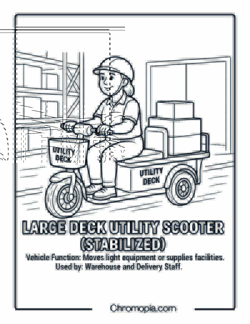 Large Deck Utility Scooter – Scooter Coloring Page