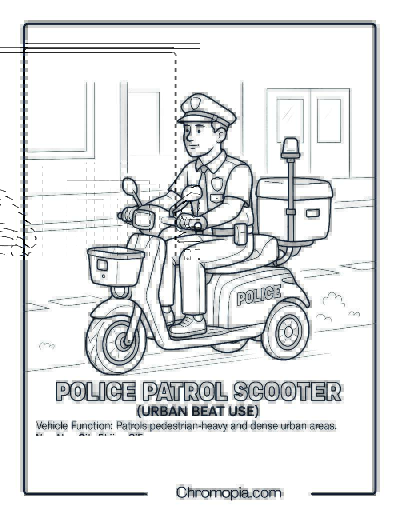 Police Patrol Scooter (Urban Beat Use) – Scooter Coloring Page