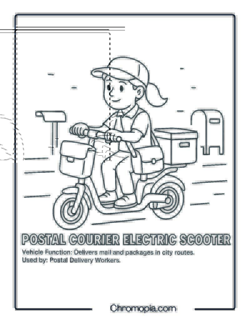 Postal Courier Electric Scooter – Scooter Coloring Page