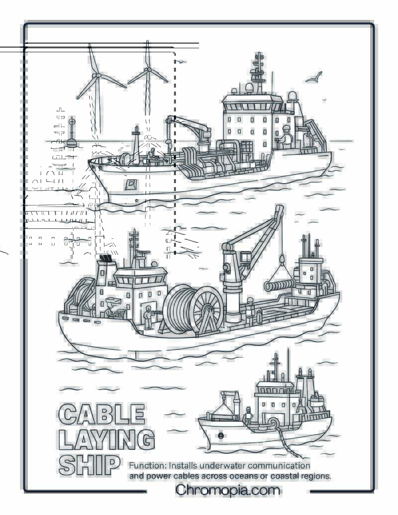 Cable Laying Ship Coloring Page