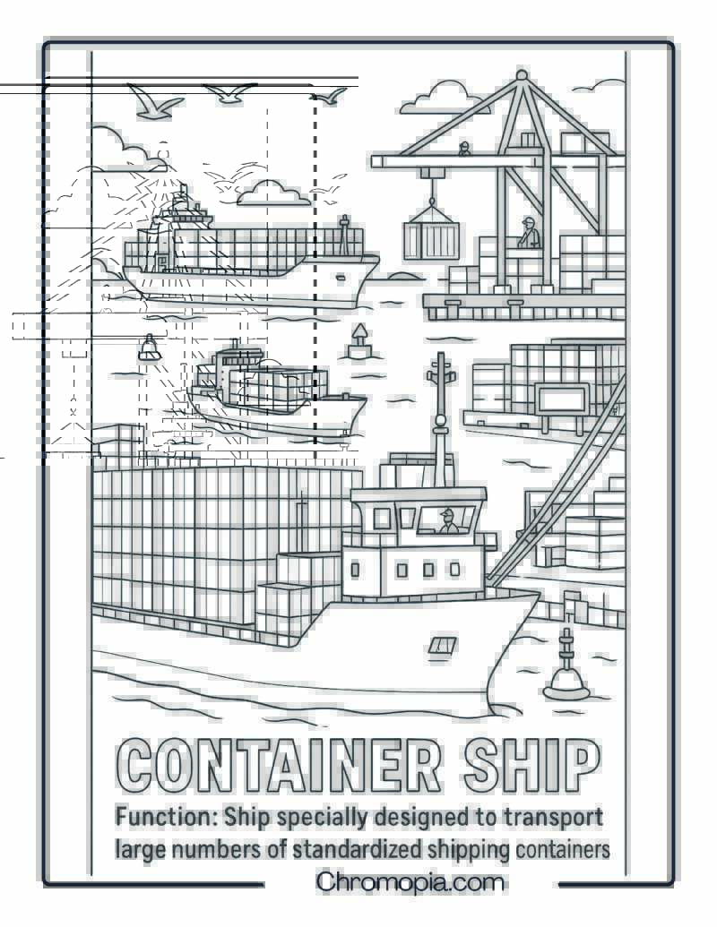 Container Ship Coloring Page