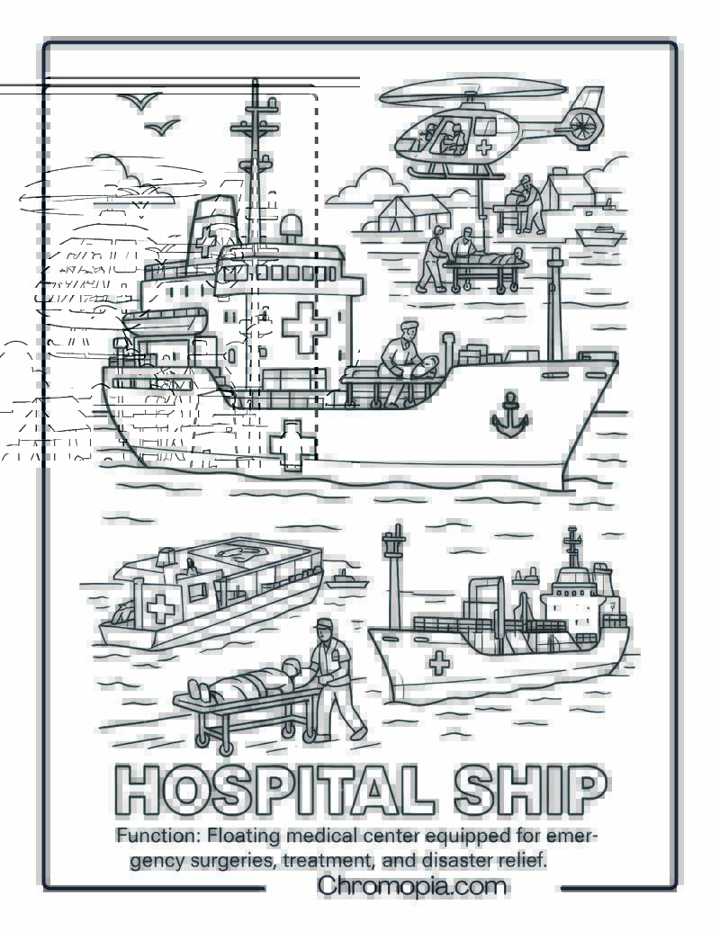 Hospital Ship Coloring Page