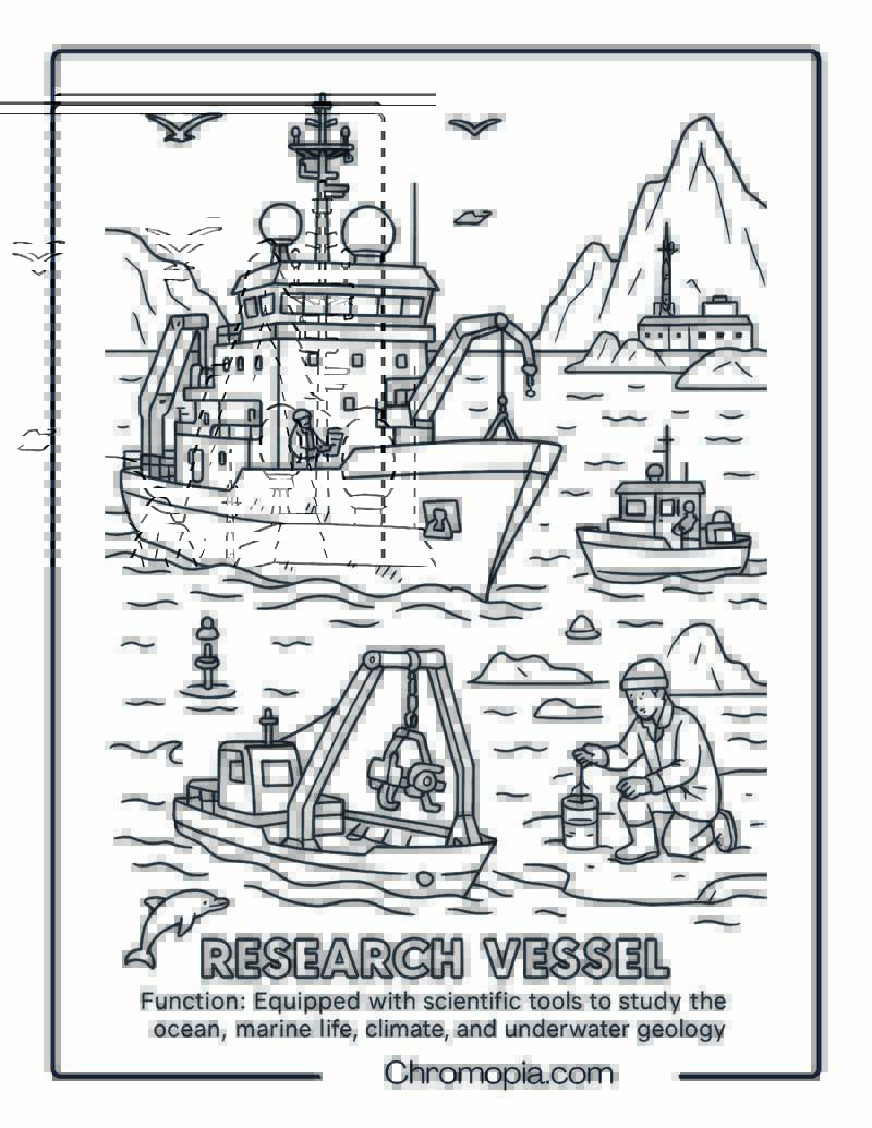 Research Vessel Coloring Page