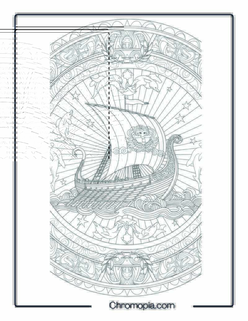 Ancient Ship in Mandala Art Style Coloring Page