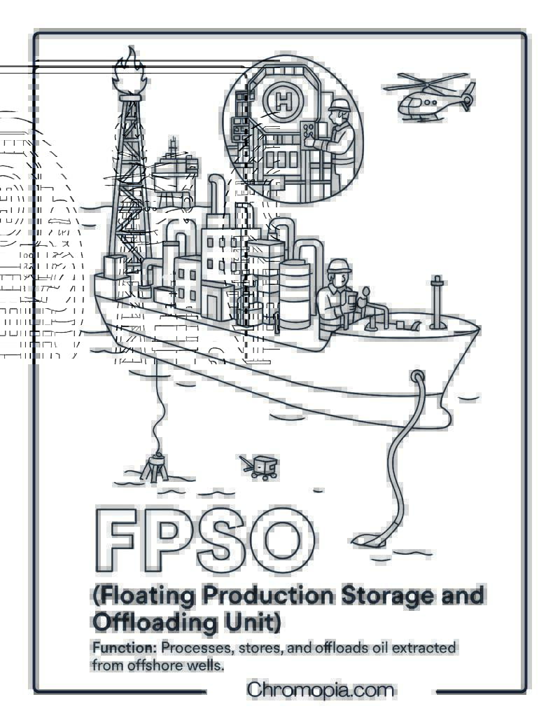 FPSO (Floating Production Storage and Offloading Unit) Coloring Page