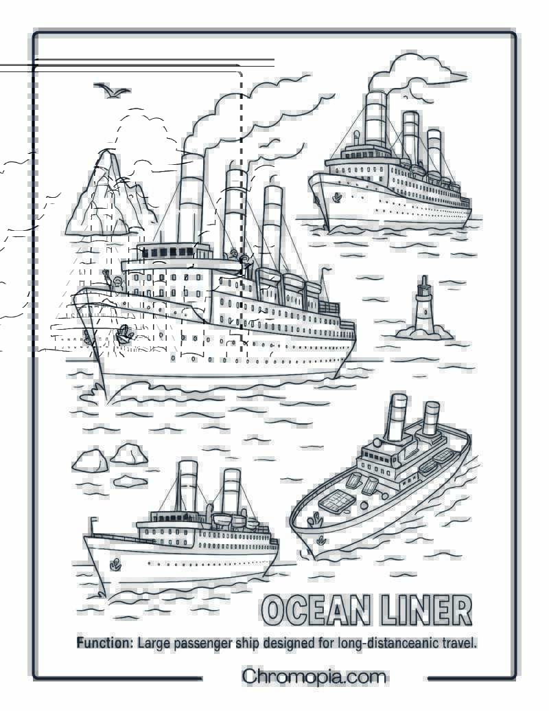 Ocean Liner Coloring Page