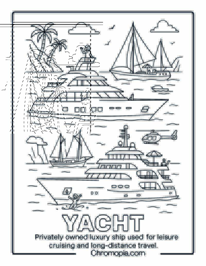 Yacht (Mega Yacht Superyacht) Coloring Page