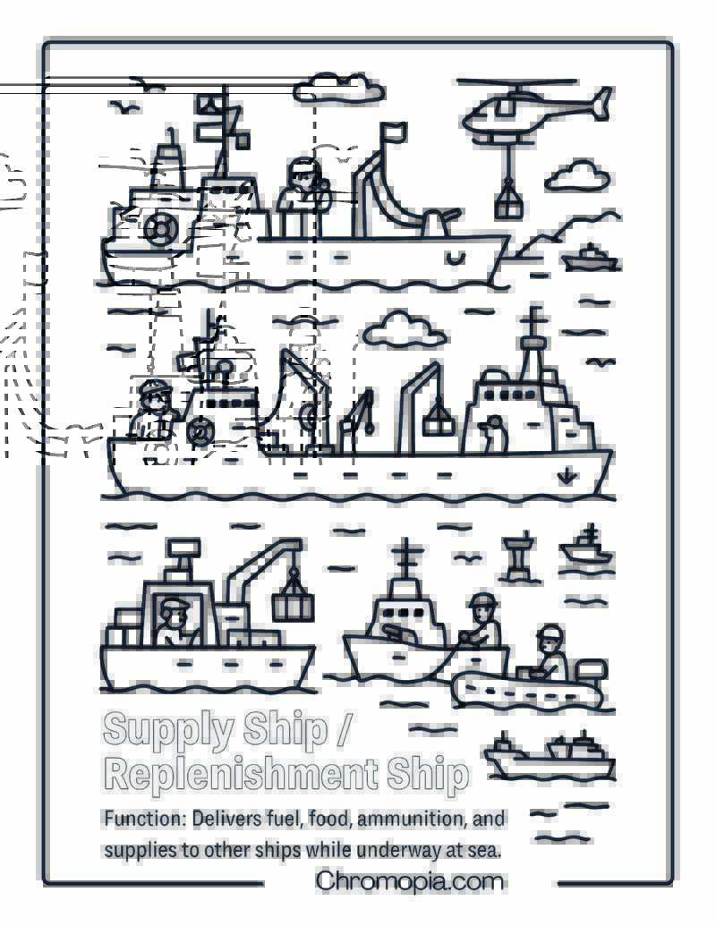 Supply Ship Replenishment Ship Coloring Page