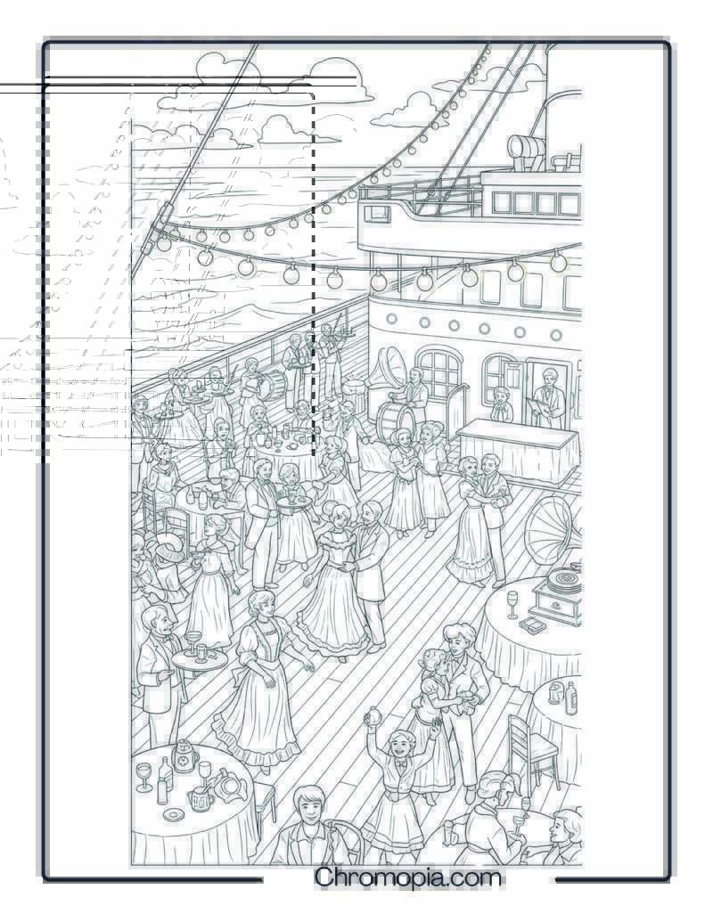 Titanic Party & Dance Celebration Coloring Page