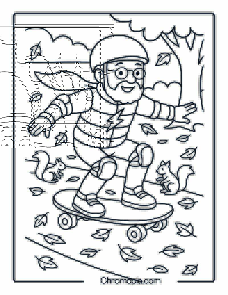 Elderly Man on Three-Wheel Stability Skateboard – Man Skateboard Coloring Page