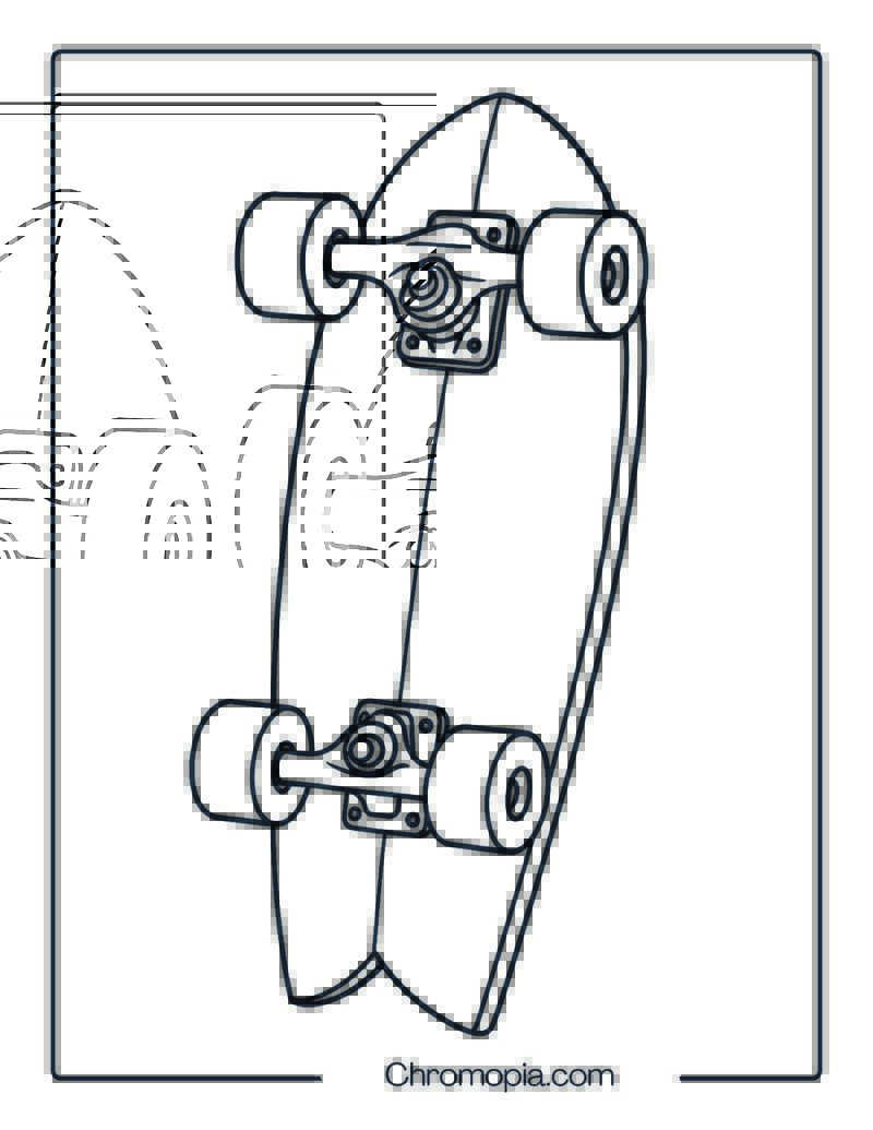Cruiser Skateboard with Carver Trucks – Skateboard Coloring Page