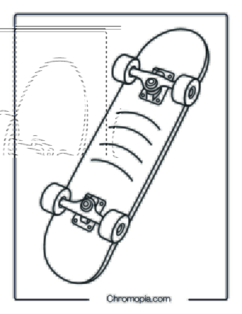 Double Kick Trick Board – Skateboard Coloring Page