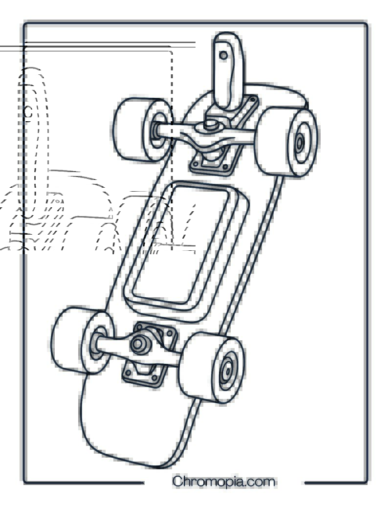 Electric Skateboard with Remote Dock – Skateboard Coloring Page