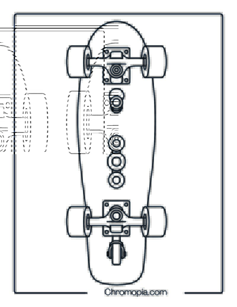 Freeboard with Six-Wheel System – Skateboard Coloring Page