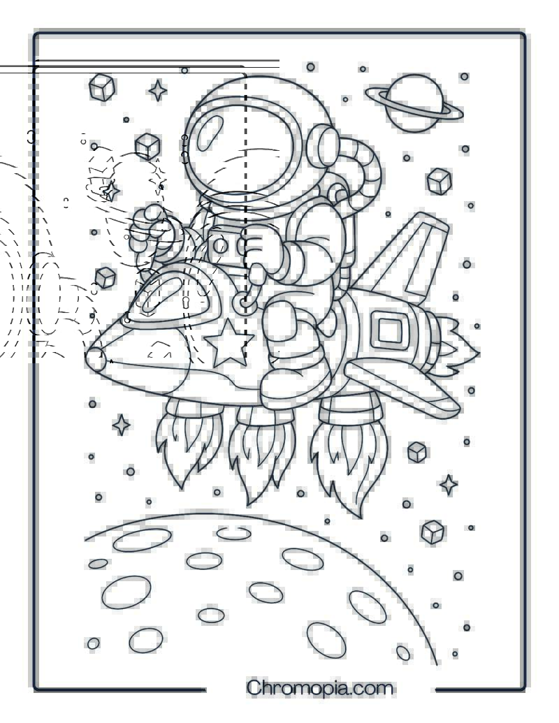 Giant Astronaut Spaceship with Rocket Pack – Alien Spaceship coloring page