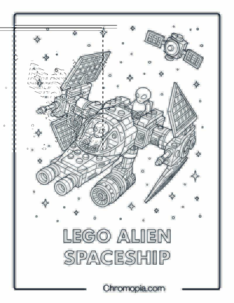 LEGO Alien Spaceship in Deep Space – Alien Spaceship coloring page