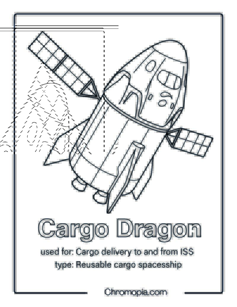 Cargo Dragon – spaceship coloring page