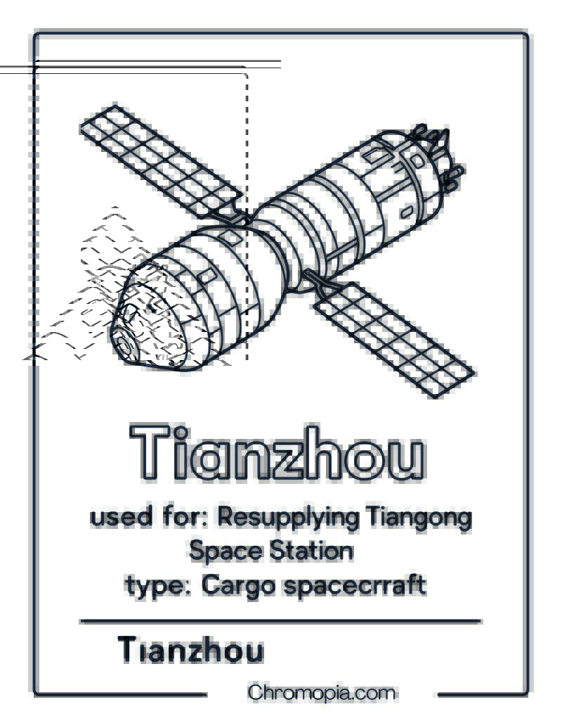 Tianzhou – spaceship coloring page