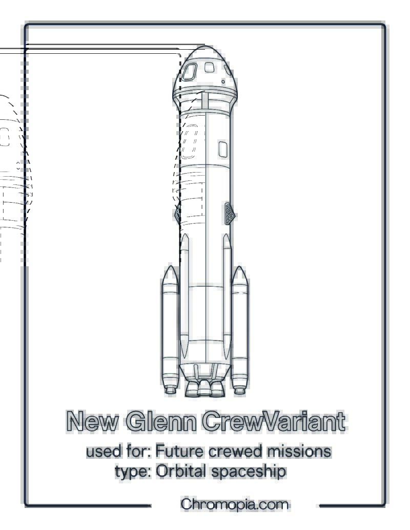 New Glenn Crew Variant (planned) – spaceship coloring page
