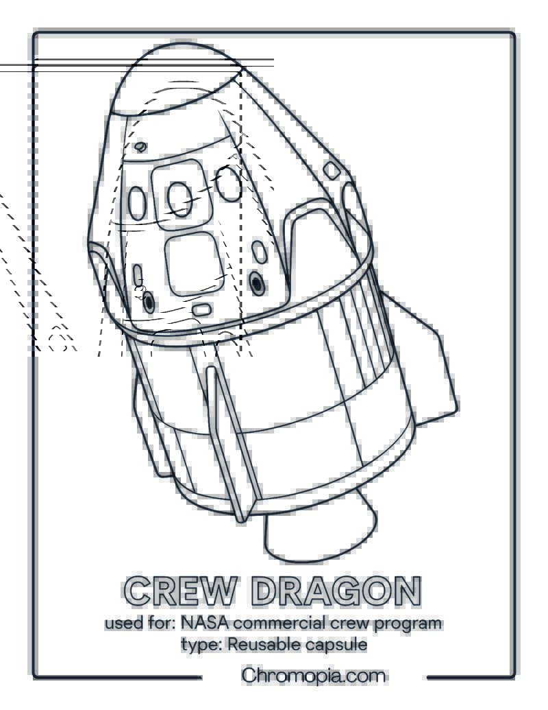 Crew Dragon – USA (SpaceX) Spaceship Coloring Page