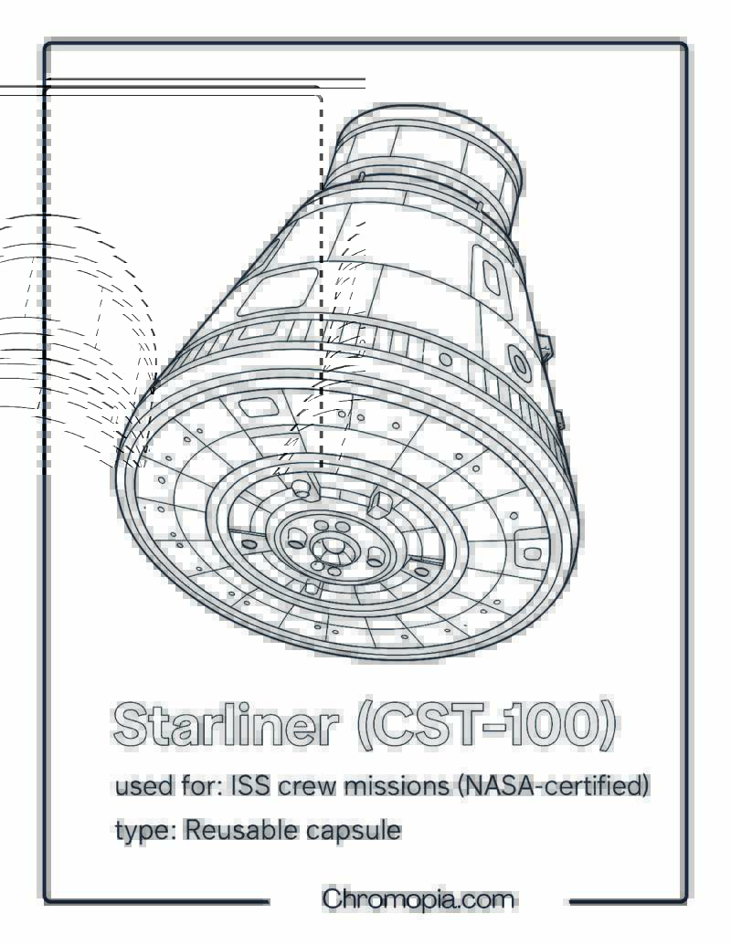 Starliner (Boeing CST-100) – USA Spaceship Coloring Page