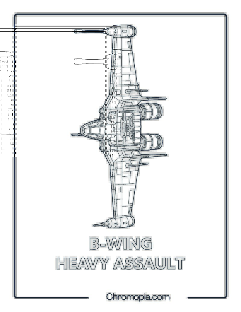 B-Wing Heavy Assault Star Wars spaceship coloring page