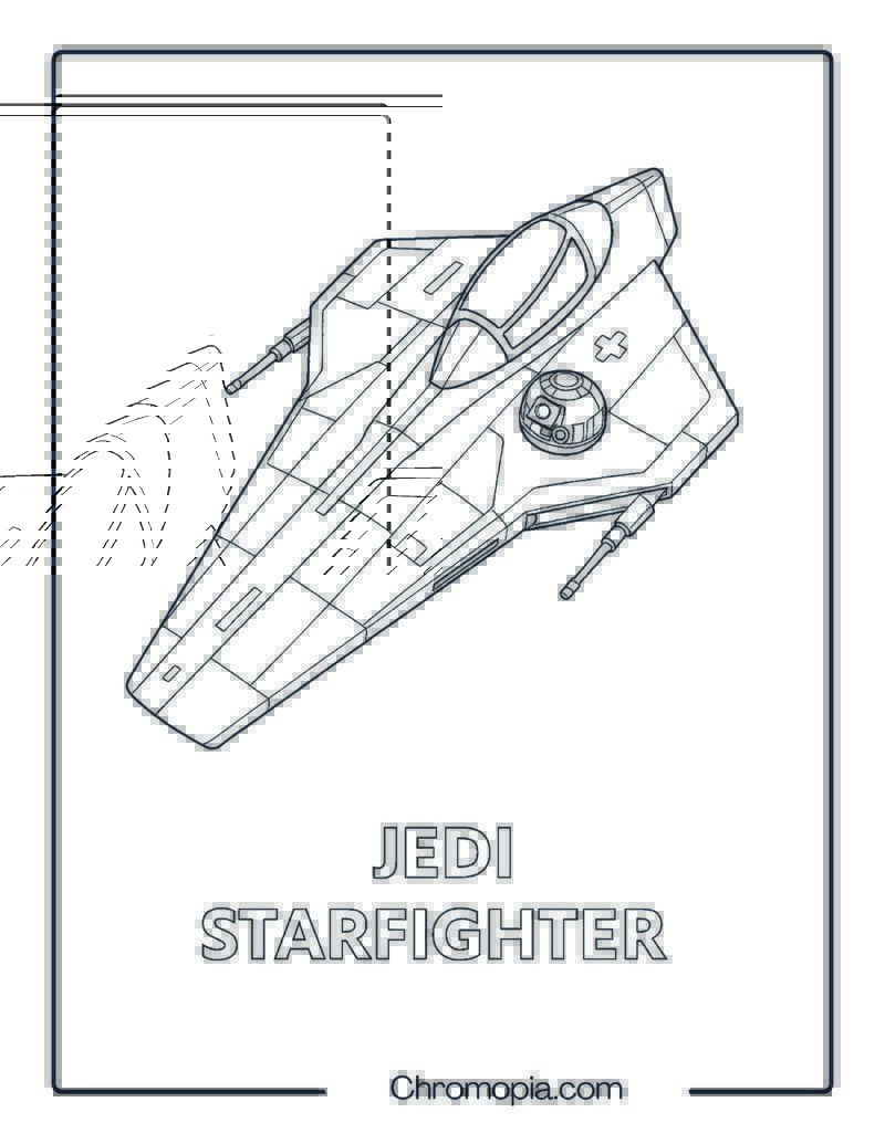 Jedi Starfighter (Delta-7 Aethersprite) Star Wars spaceship coloring page
