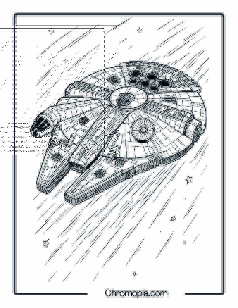 Millennium Falcon Star Wars spaceship coloring page