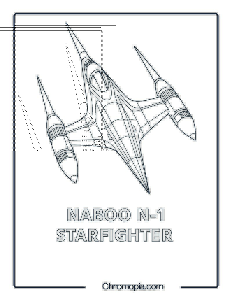 Naboo N-1 Starfighter Star Wars spaceship coloring page
