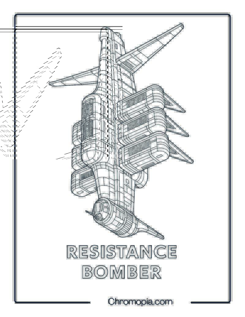 Resistance Bomber Star Wars spaceship coloring page